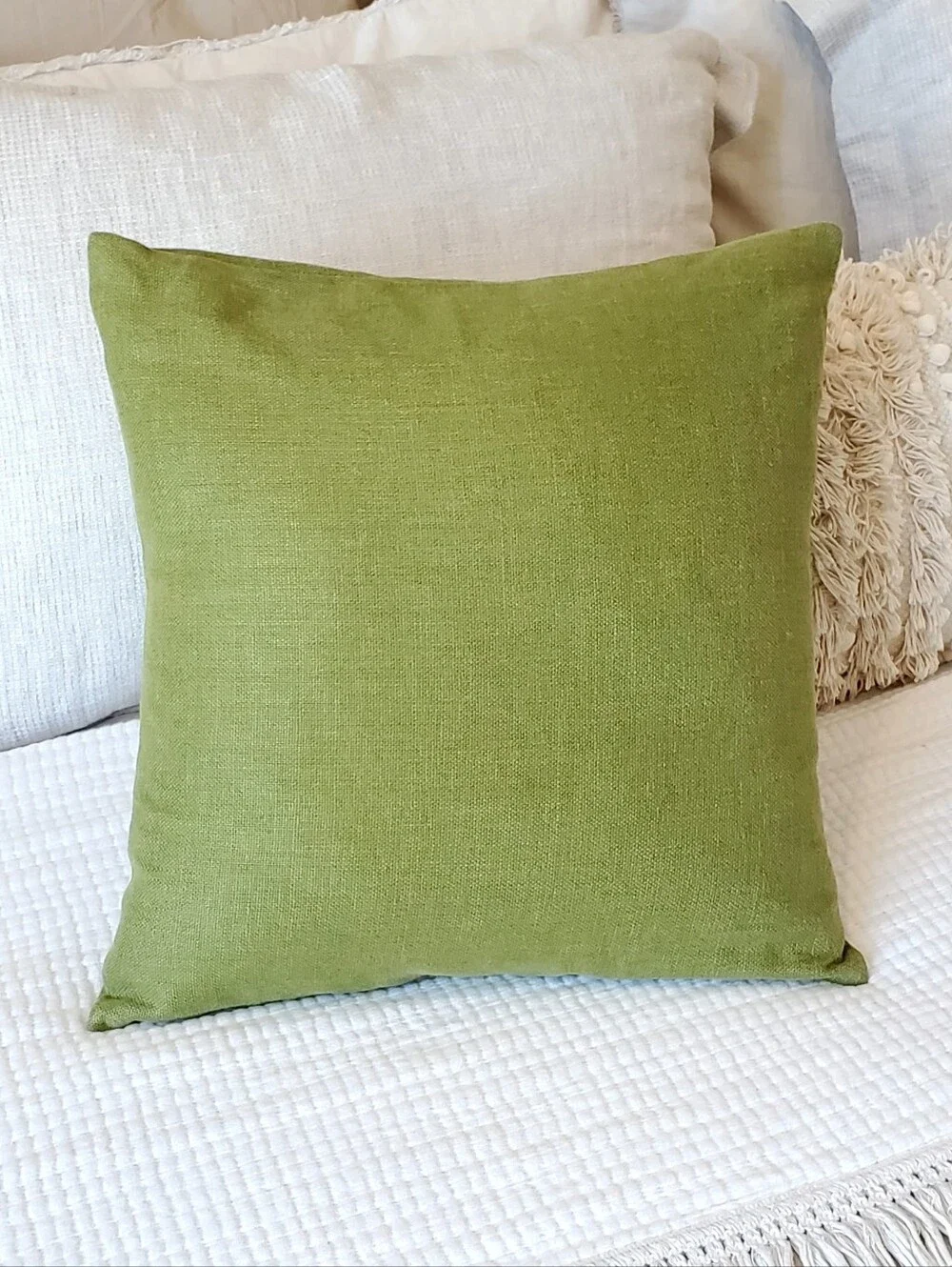Pottery Barn Avocado Linen Feather Down Accent Pillow, 18